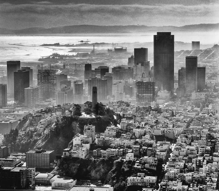 Fred Lyon Black and White Photograph - Coit Tower, atop Telegraph Hill, Downtown Skyline, San Francisco, CA