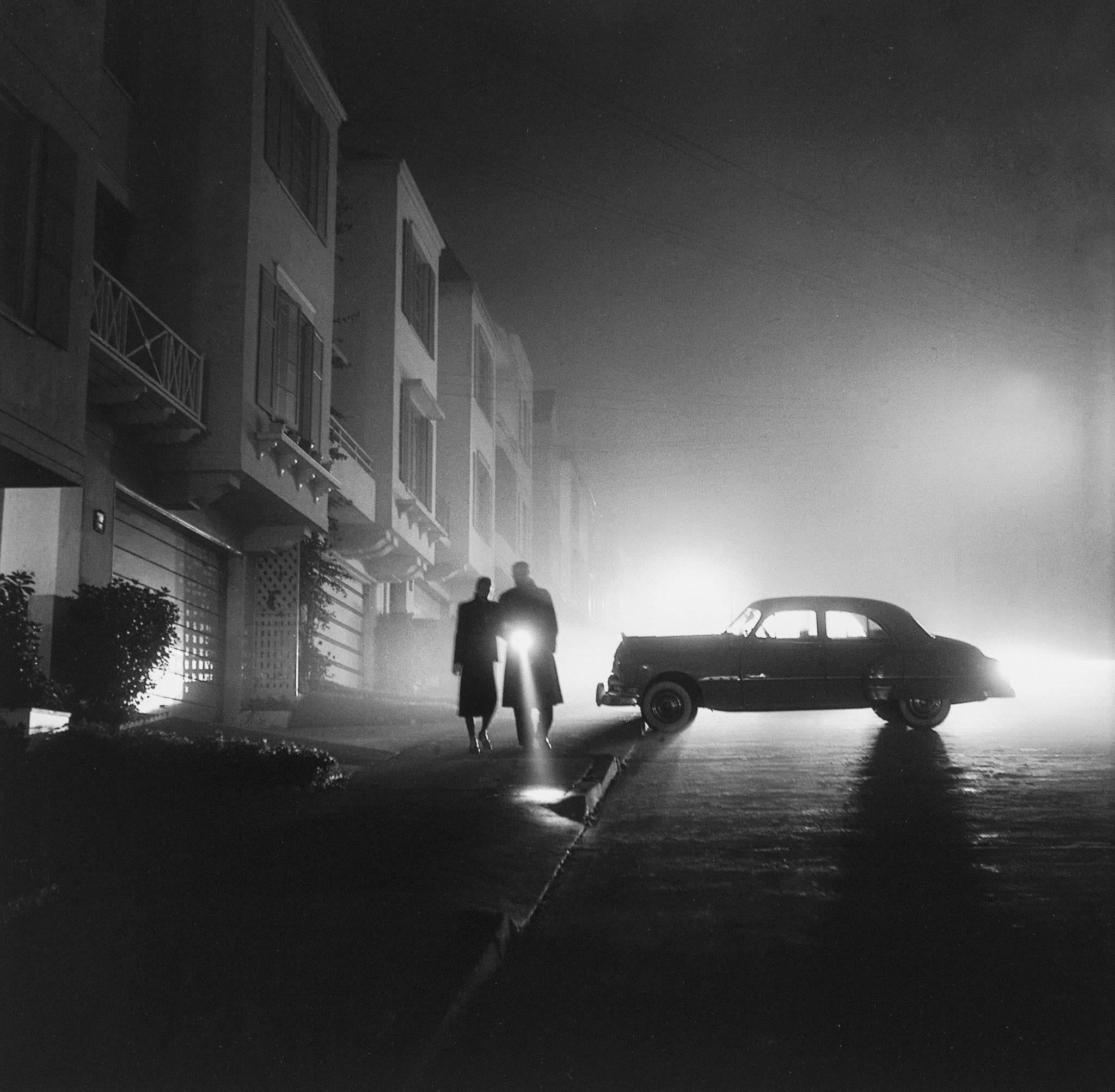 Fred Lyon Black and White Photograph - Foggy Night, Land's End, San Francisco, CA