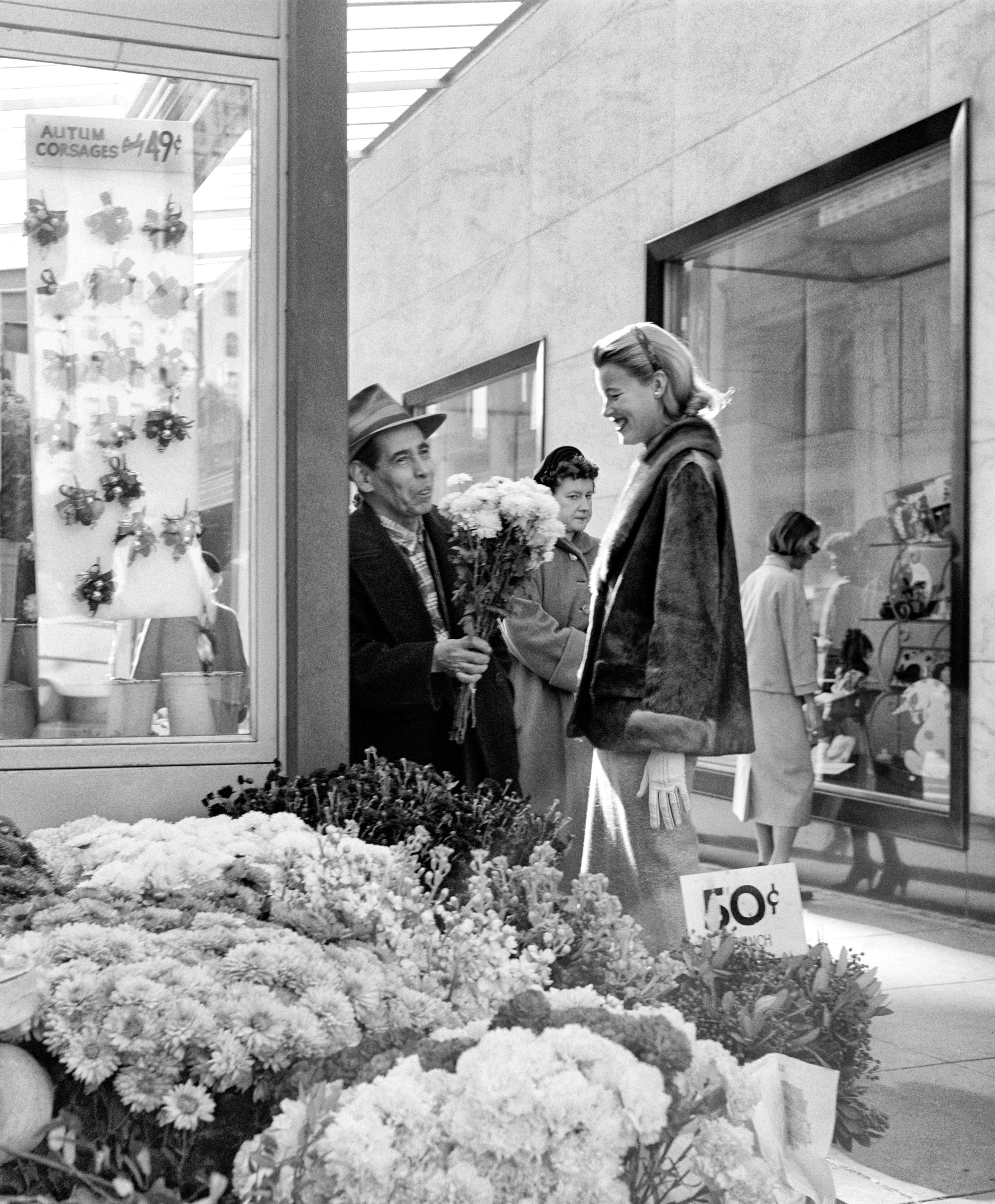 Fred Lyon Black and White Photograph - Union Square Flower Stand