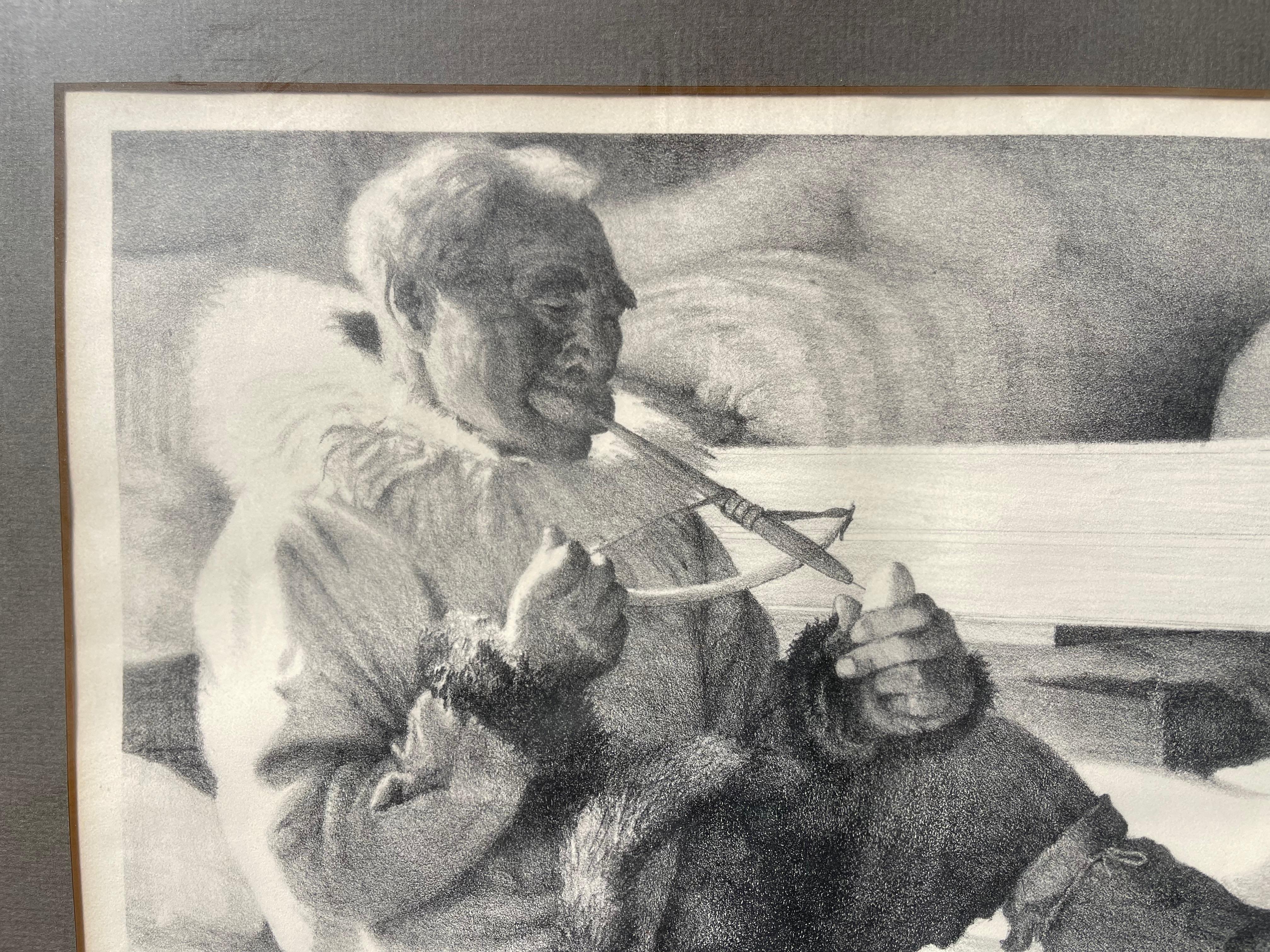 20th Century Fred Machetanz, 1908-2002, Stone Lithograph “The Ivory Carver” Signed, Numbered For Sale