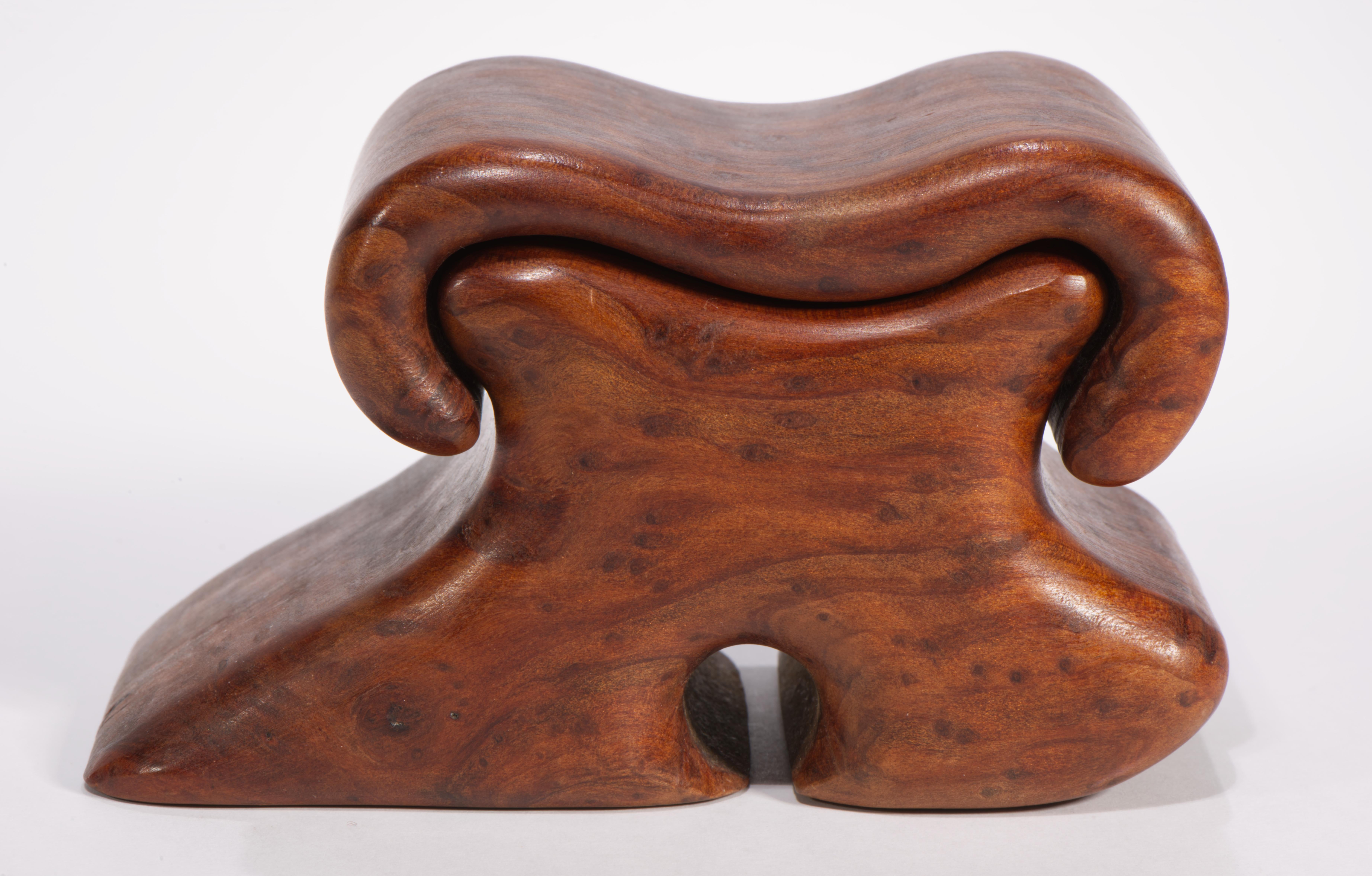 Fred & Marilyn Buss Redwood Burl Box with Sliding Lid For Sale 2