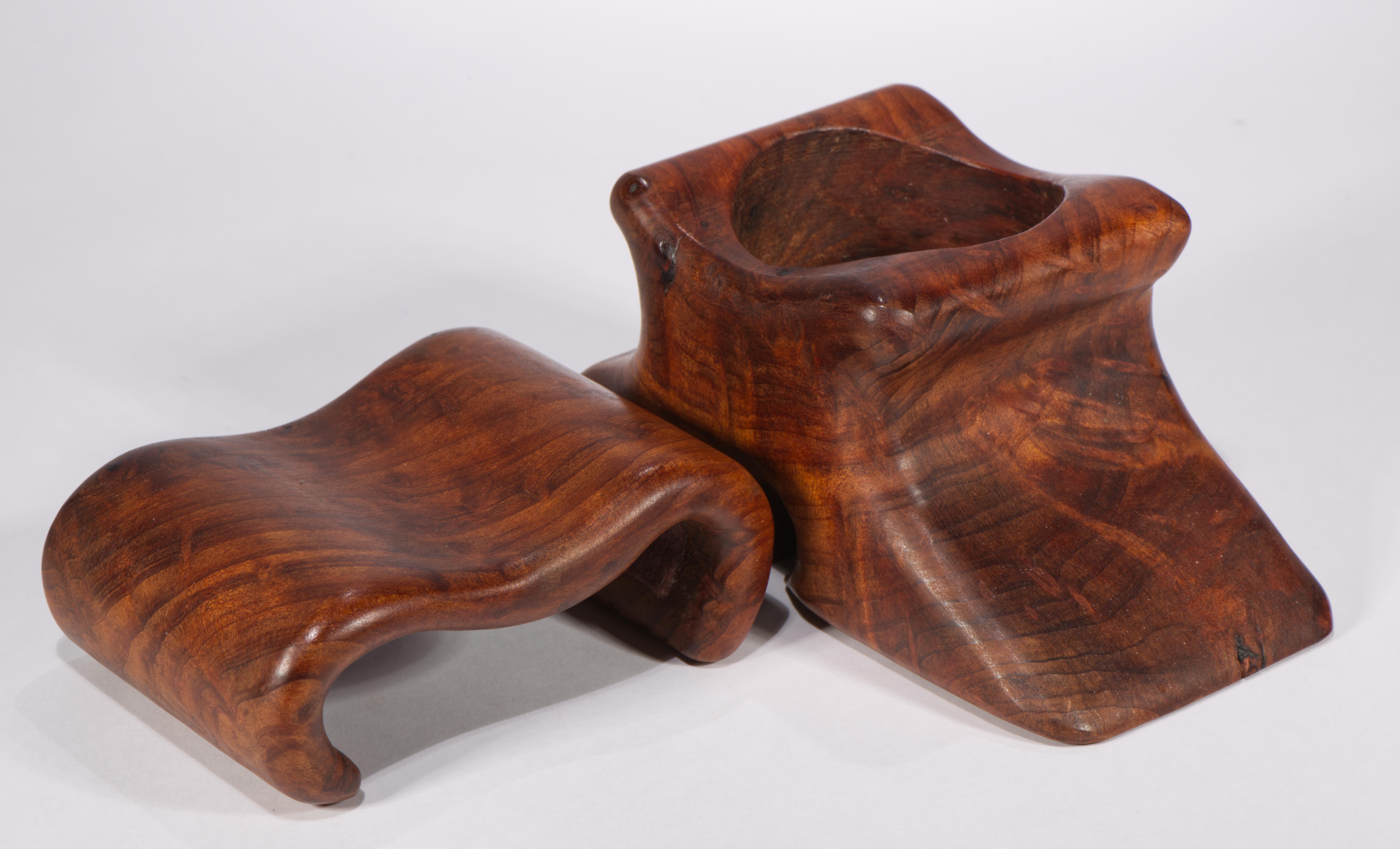 American Fred & Marilyn Buss Redwood Burl Box with Sliding Lid For Sale