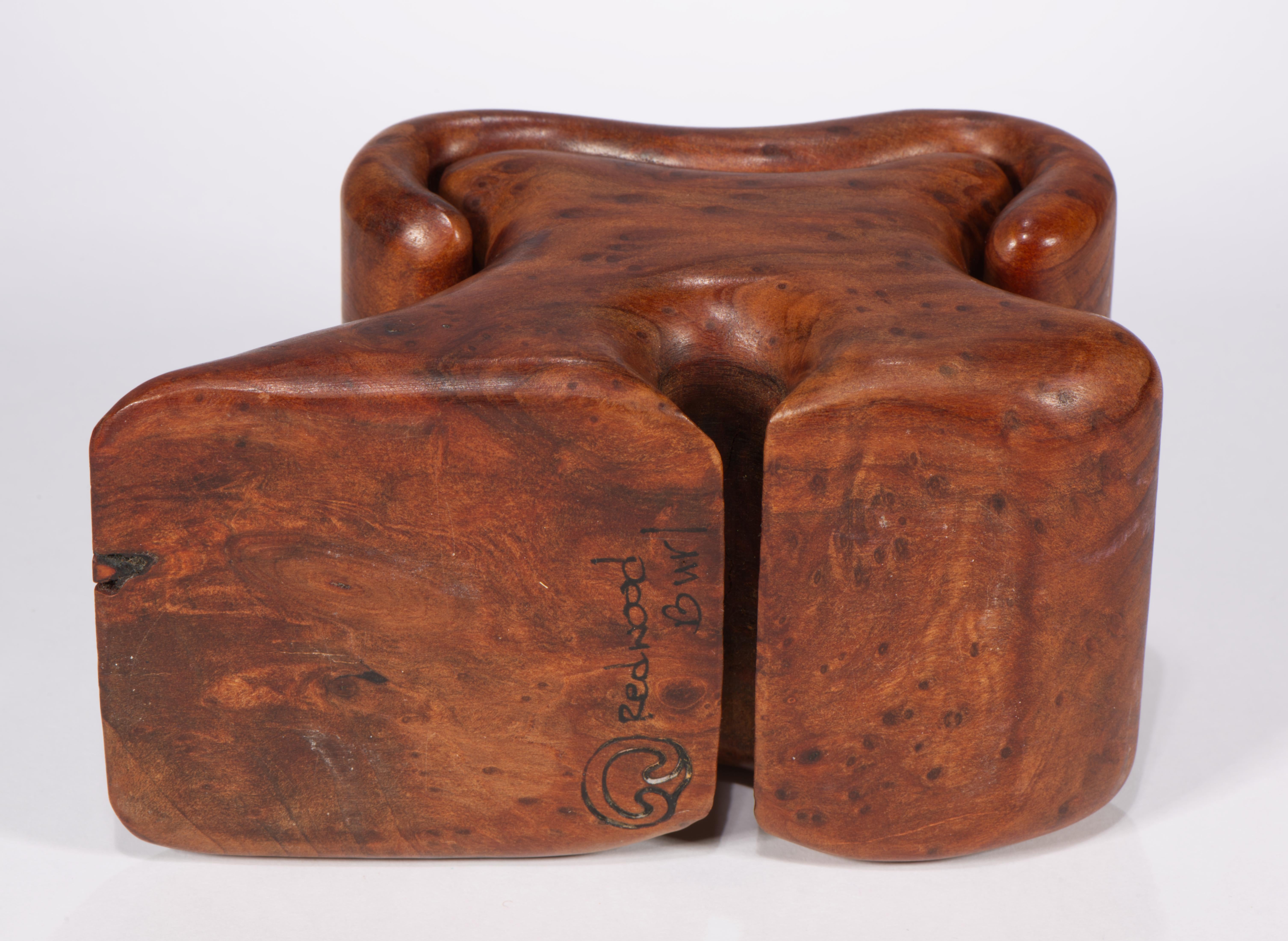 Wood Fred & Marilyn Buss Redwood Burl Box with Sliding Lid For Sale