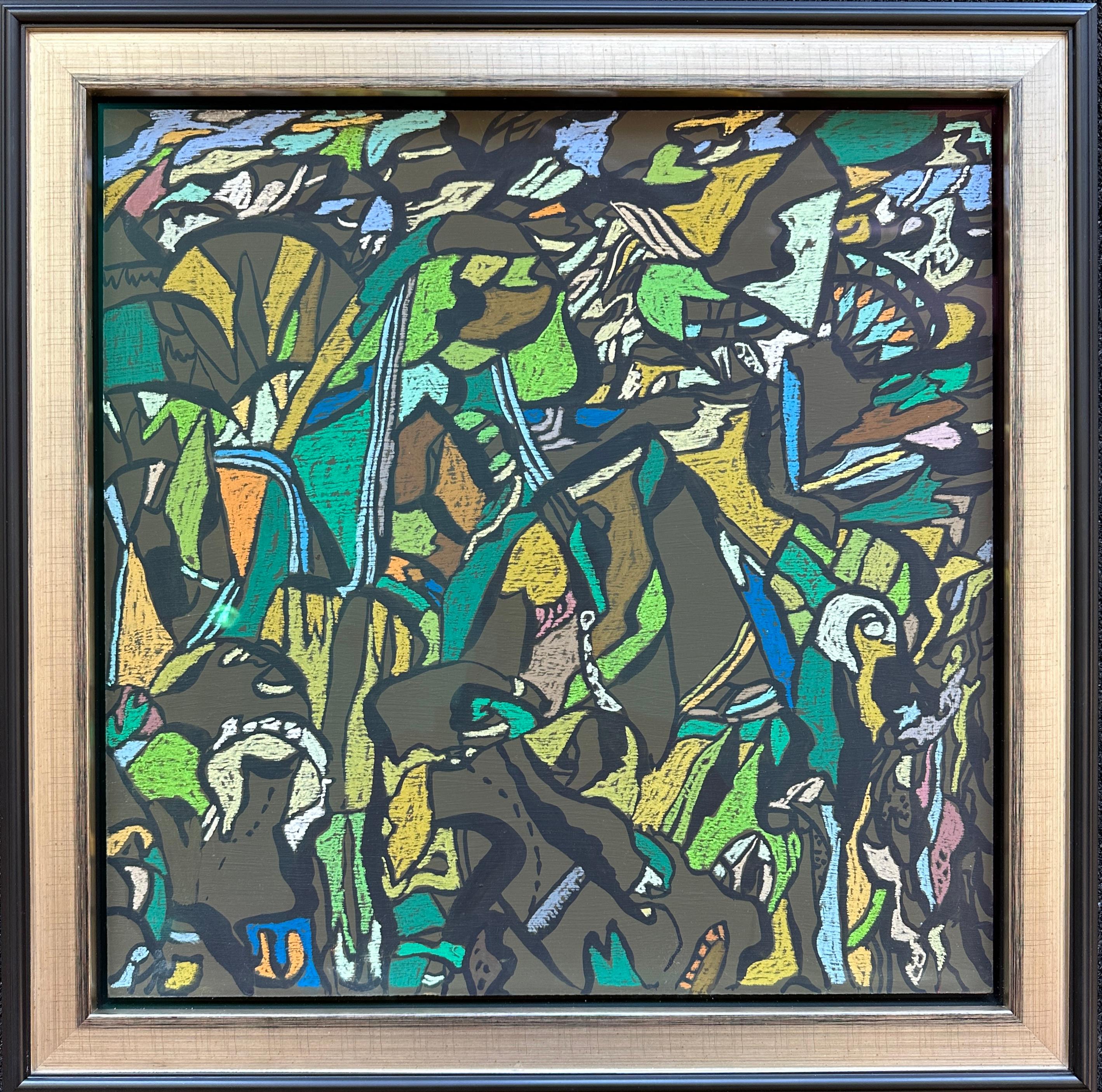 Paesaggio di primavera dipinto ad acrilico e pastello da Fred Martin