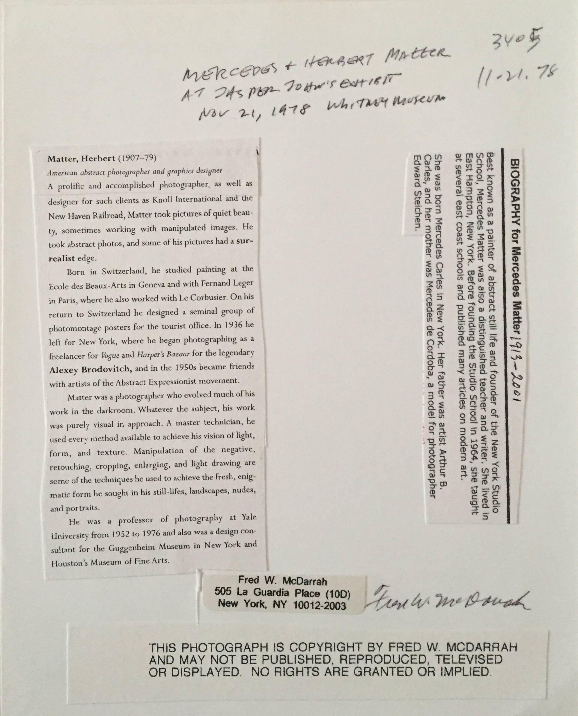 Herbert & Mercedes Matter en vente 1