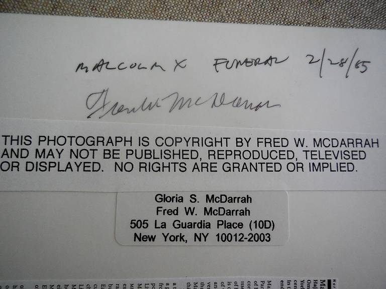 Malcolm X Funeral Signed Vintage Silver Gelatin print - Photograph by Fred McDarrah