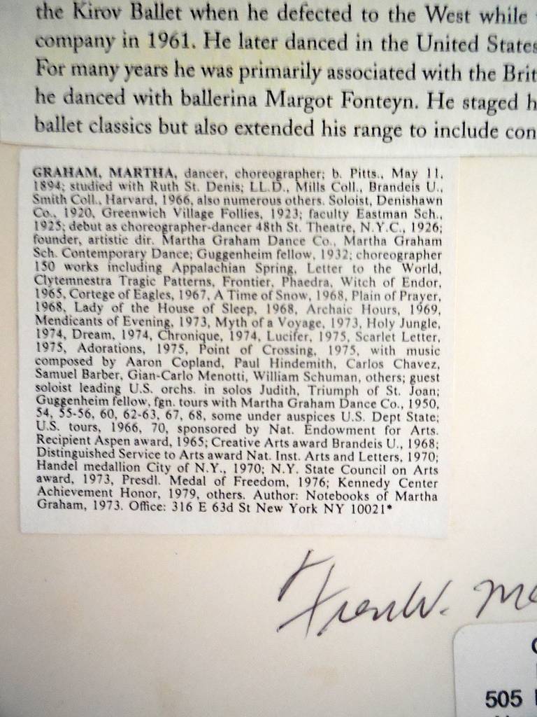 Martha Graham, Mikhail Baryshnikov, Rudolf Nureyev For Sale 2