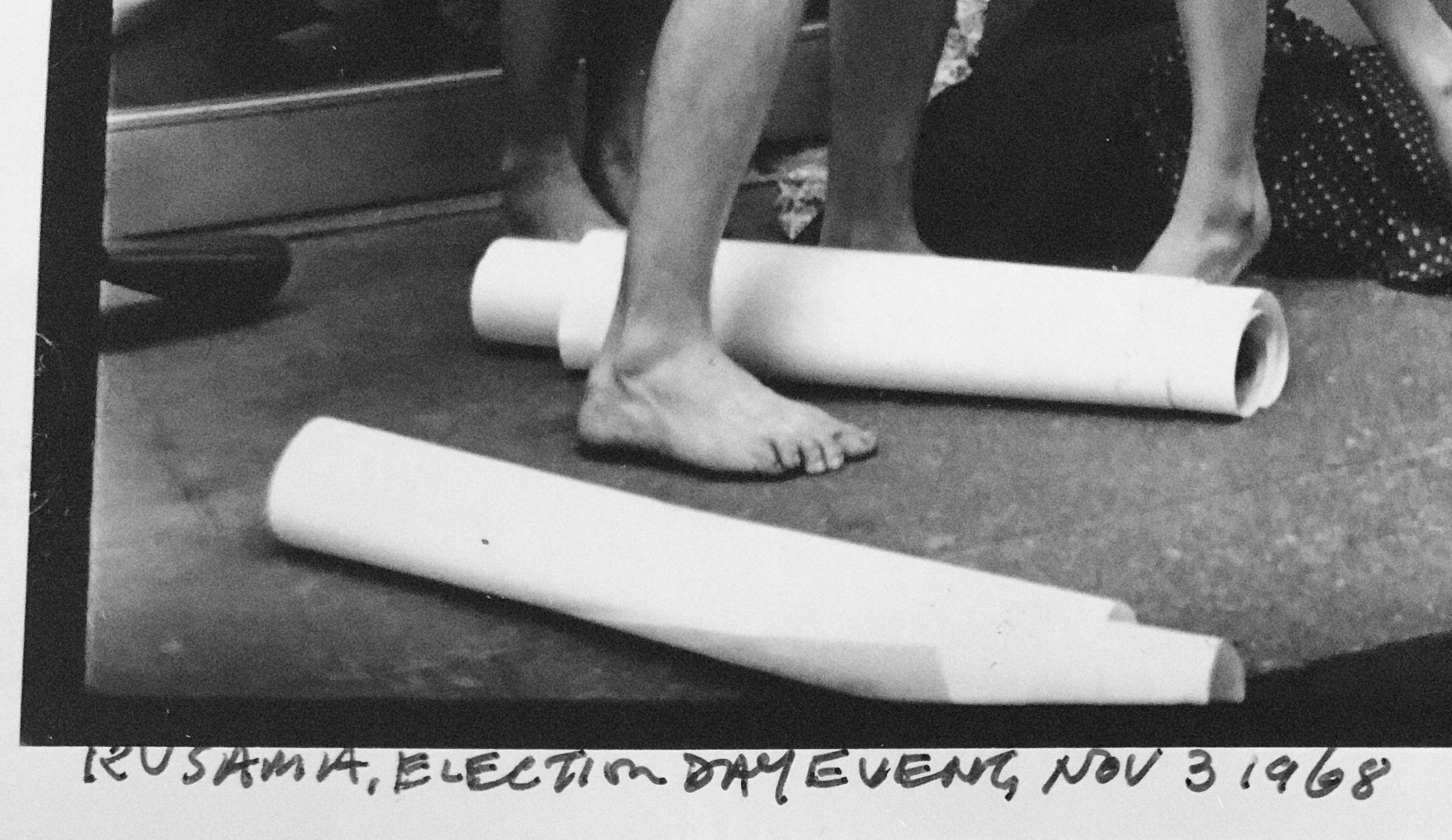 Actuación de Kusama el día de las elecciones ante la Junta Electoral 11/3/1968. Modelos desnudas con máscara de Richard Nixon. 
El fotógrafo es Fred McDarrah.

A lo largo de 50 años, McDarrah documentó el ascenso de la Generación Beat, el movimiento