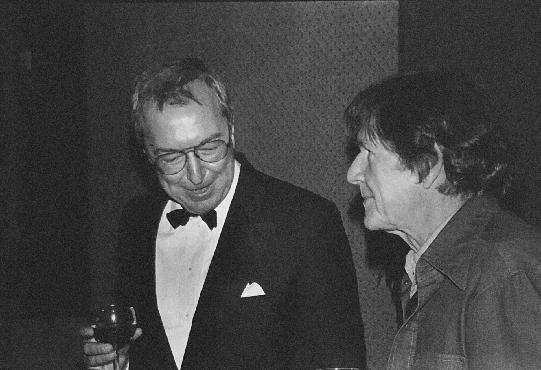 Fred McDarrah Black and White Photograph - Signed Silver Gelatin Photograph Artist Jasper Johns, Musician John Cage Photo