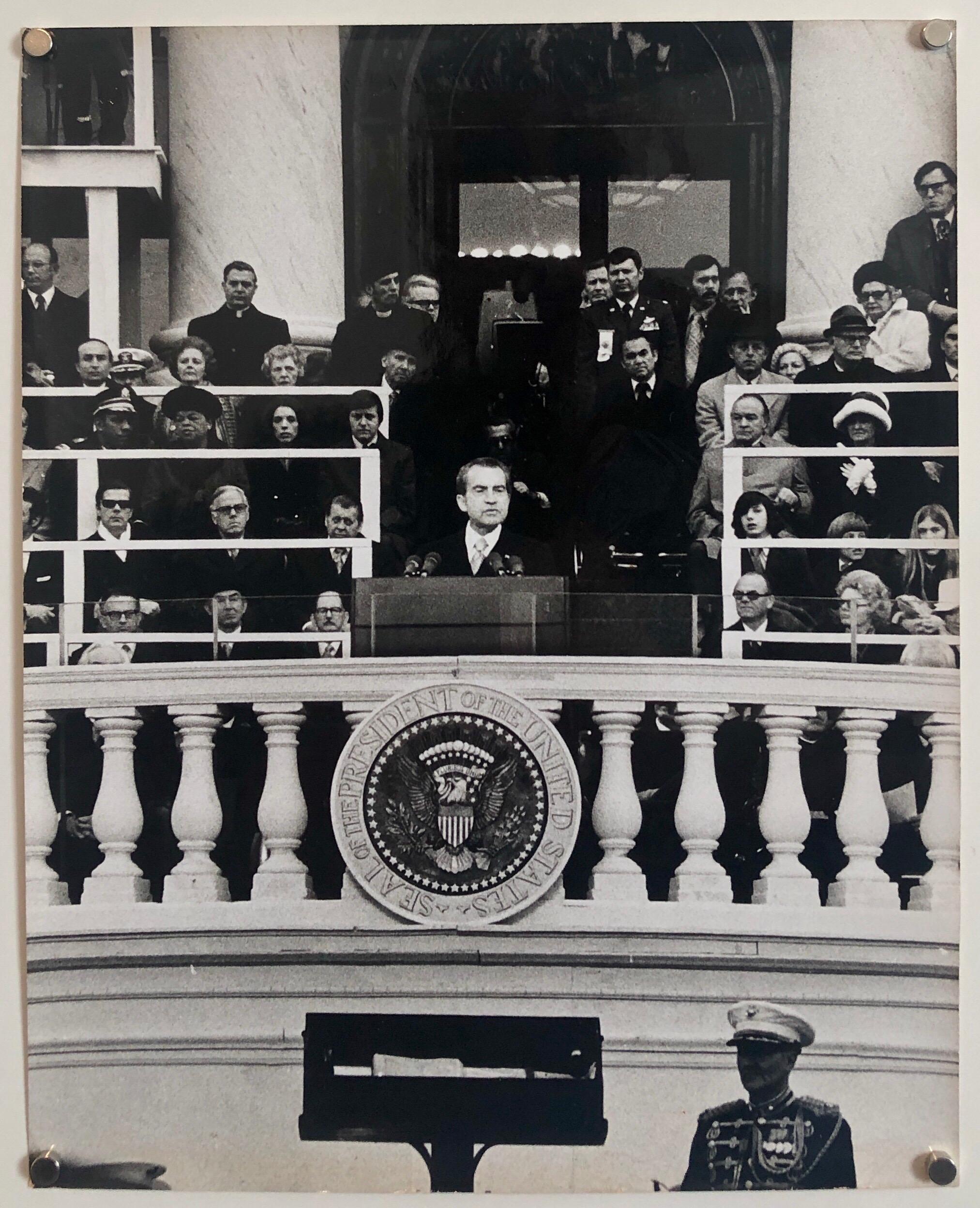 Vintage Print Silver Gelatin Signed Photo President Richard Nixon Innaugural 2