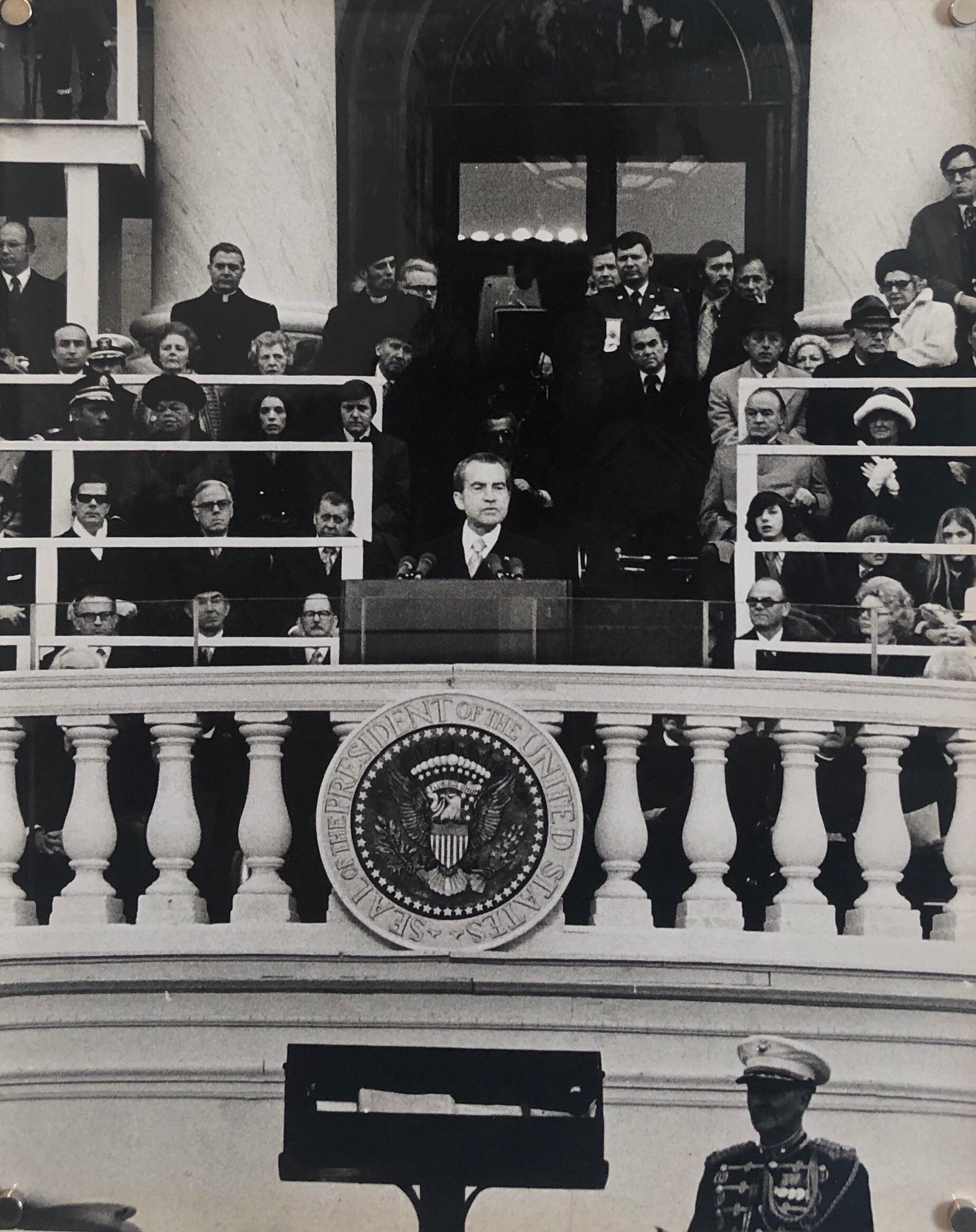 Impression vintage gélatino-argentique signée du président Richard Nixon Innaugural