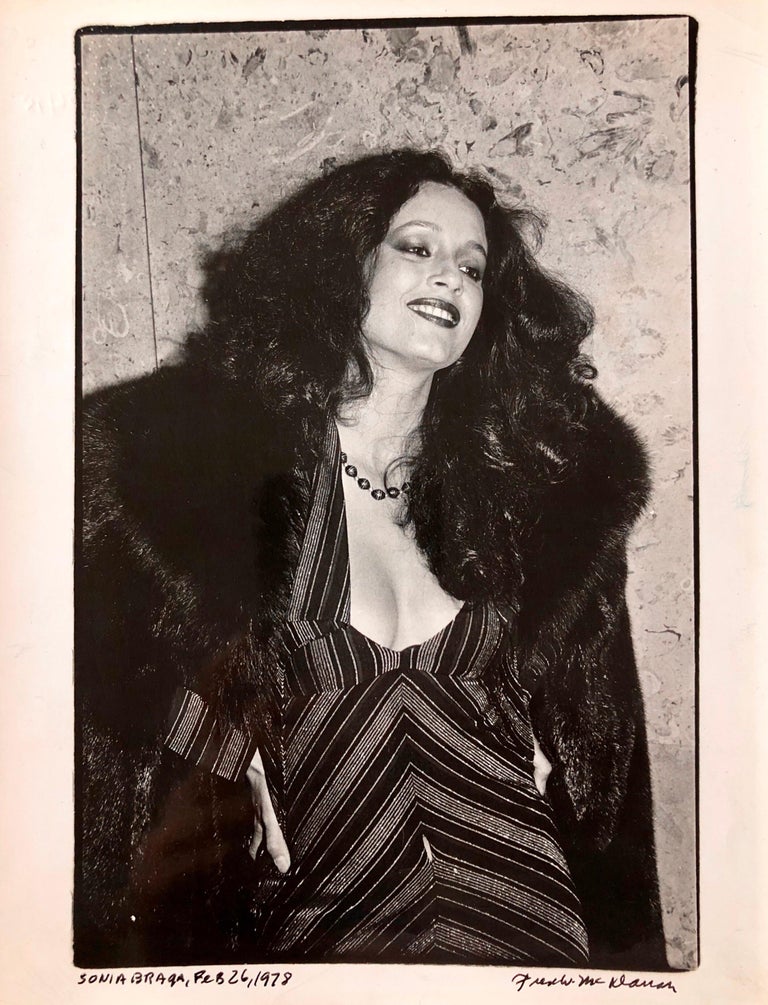Fred McDarrah Black and White Photograph - Vintage Print Silver Gelatin Signed Photograph Brazilian Actress Sonia Braga
