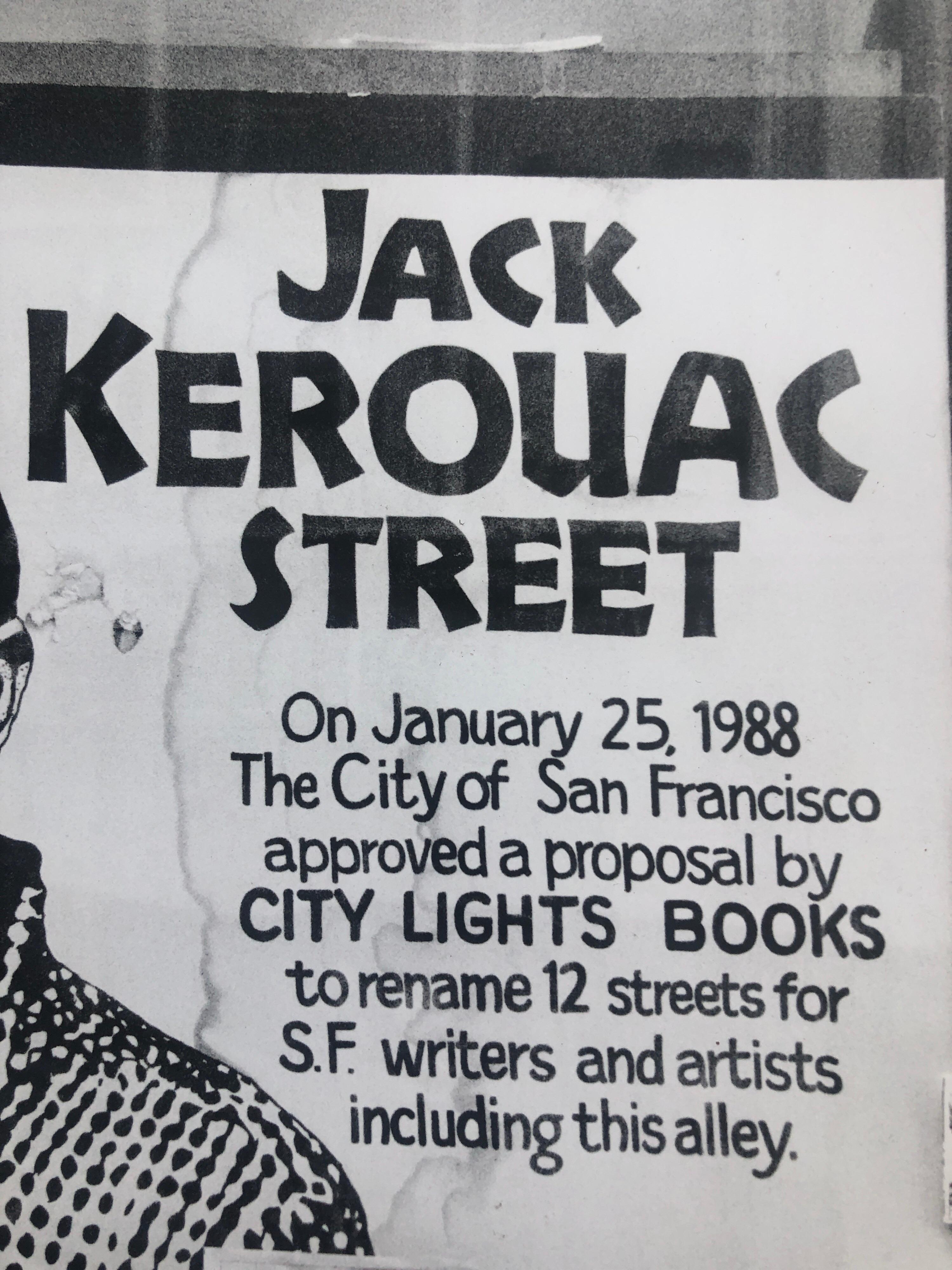Vintage Print Silver Gelatin Signed Photograph Jack Kerouac Street Sign Photo For Sale 3