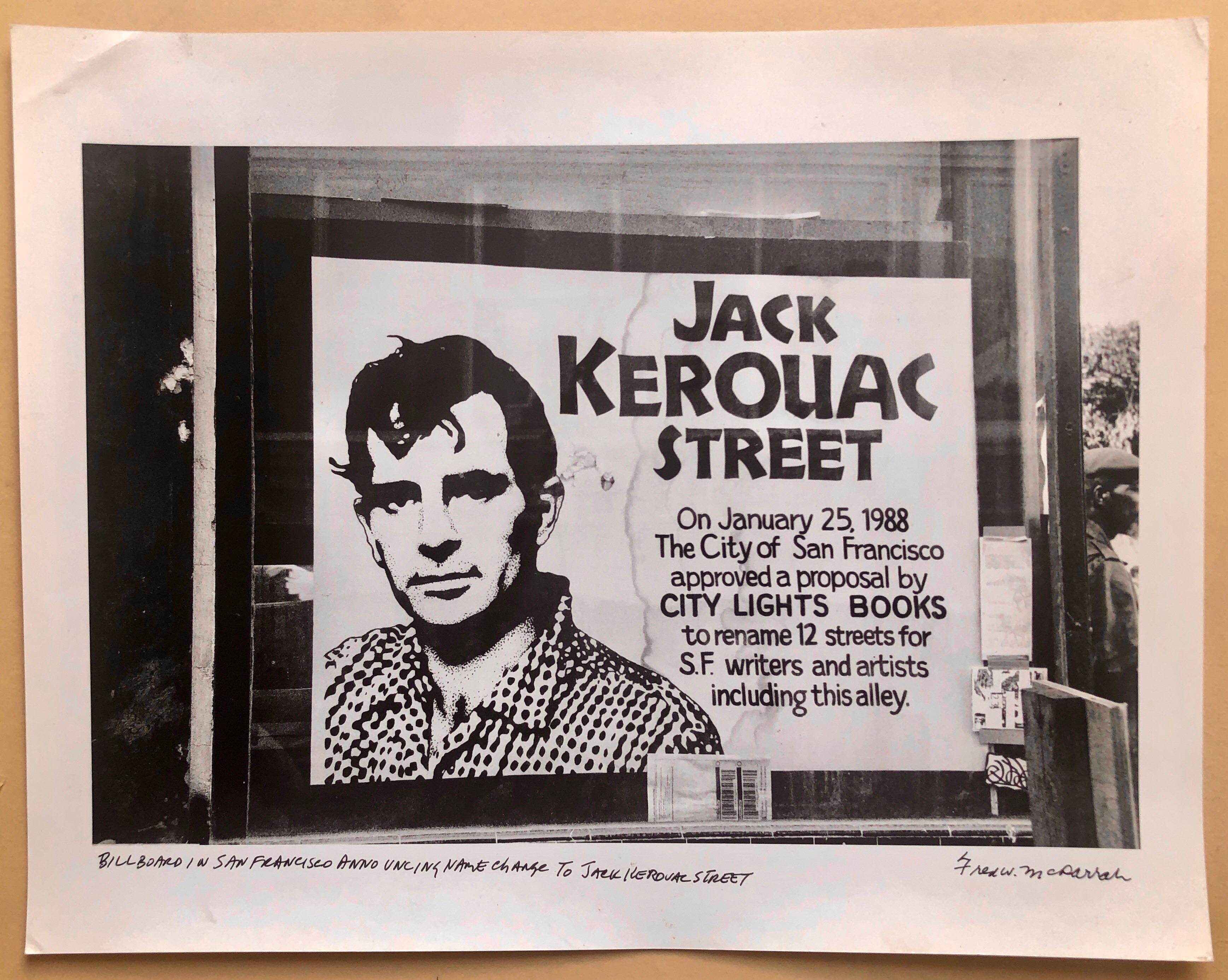 Vintage Print Silver Gelatin Signed Photograph Jack Kerouac Street Sign Photo For Sale 7