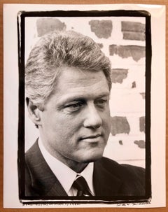 Vintage Print Silver Gelatin Signed Photograph President Bill Clinton Portrait