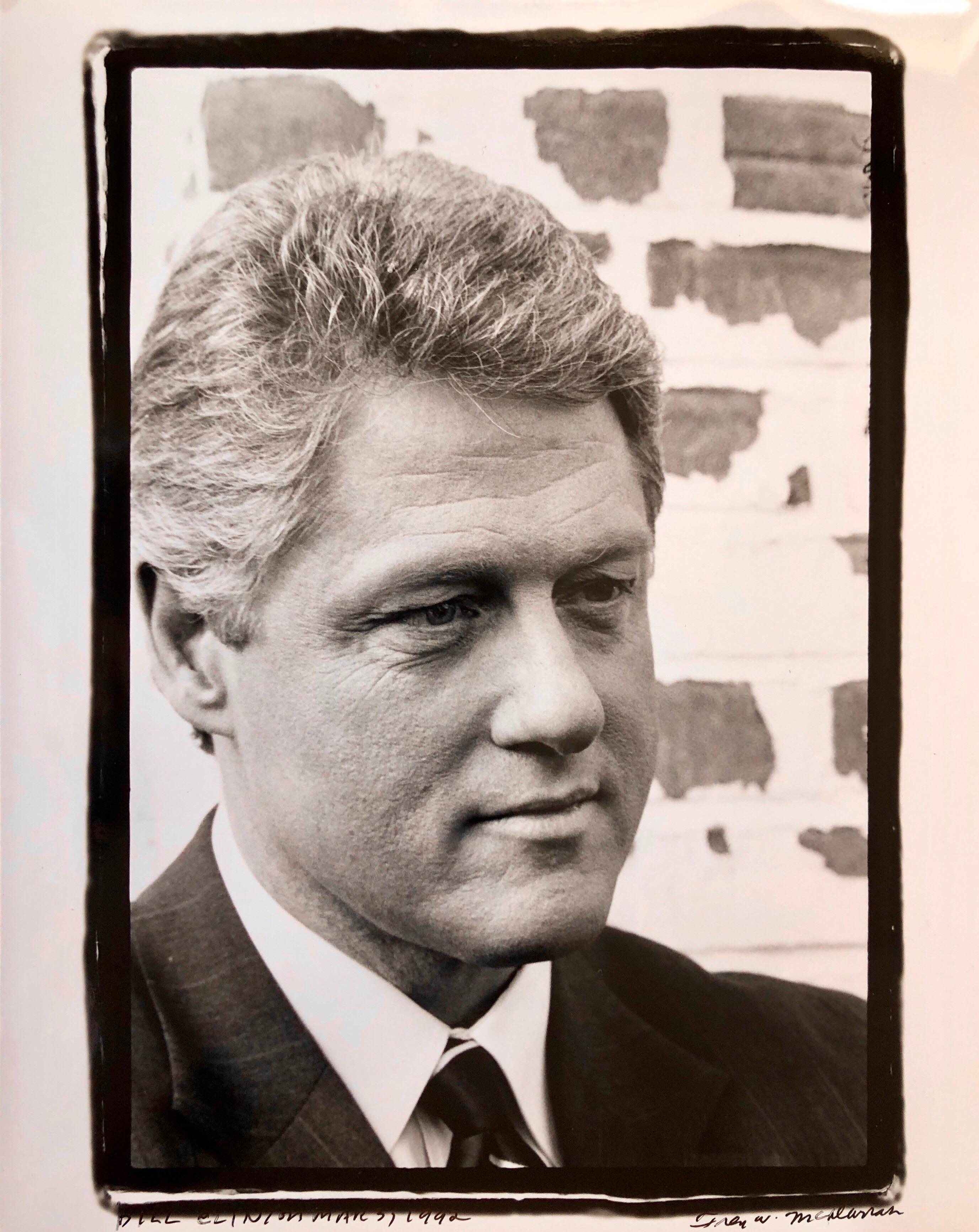 Vintage Print Silver Gelatin Signed Photograph President Bill Clinton Portrait