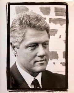 Impresión vintage Fotografía firmada en gelatina de plata Retrato del presidente Bill Clinton