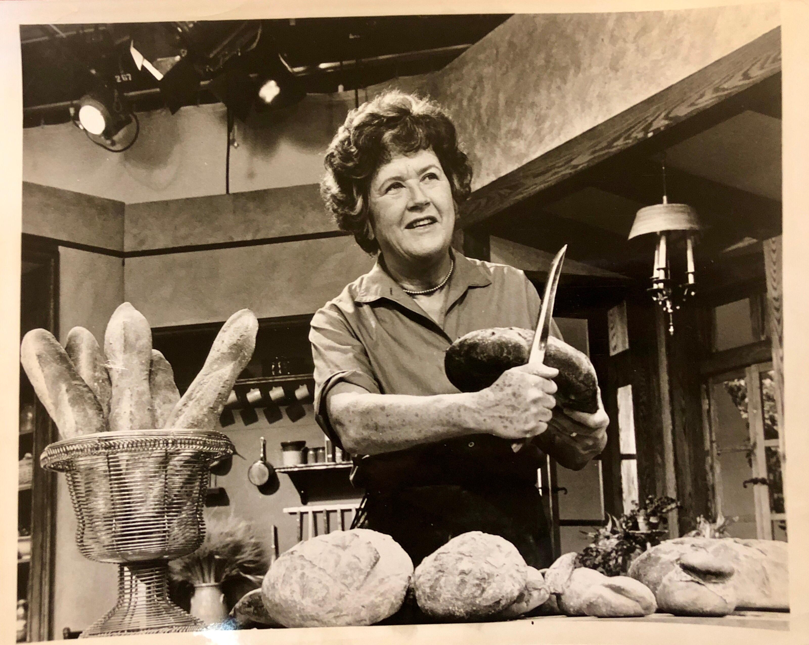 Fred McDarrah Black and White Photograph - Vintage Silver Gelatin Photograph Print Chef Julia Child Photo Stamp Signed