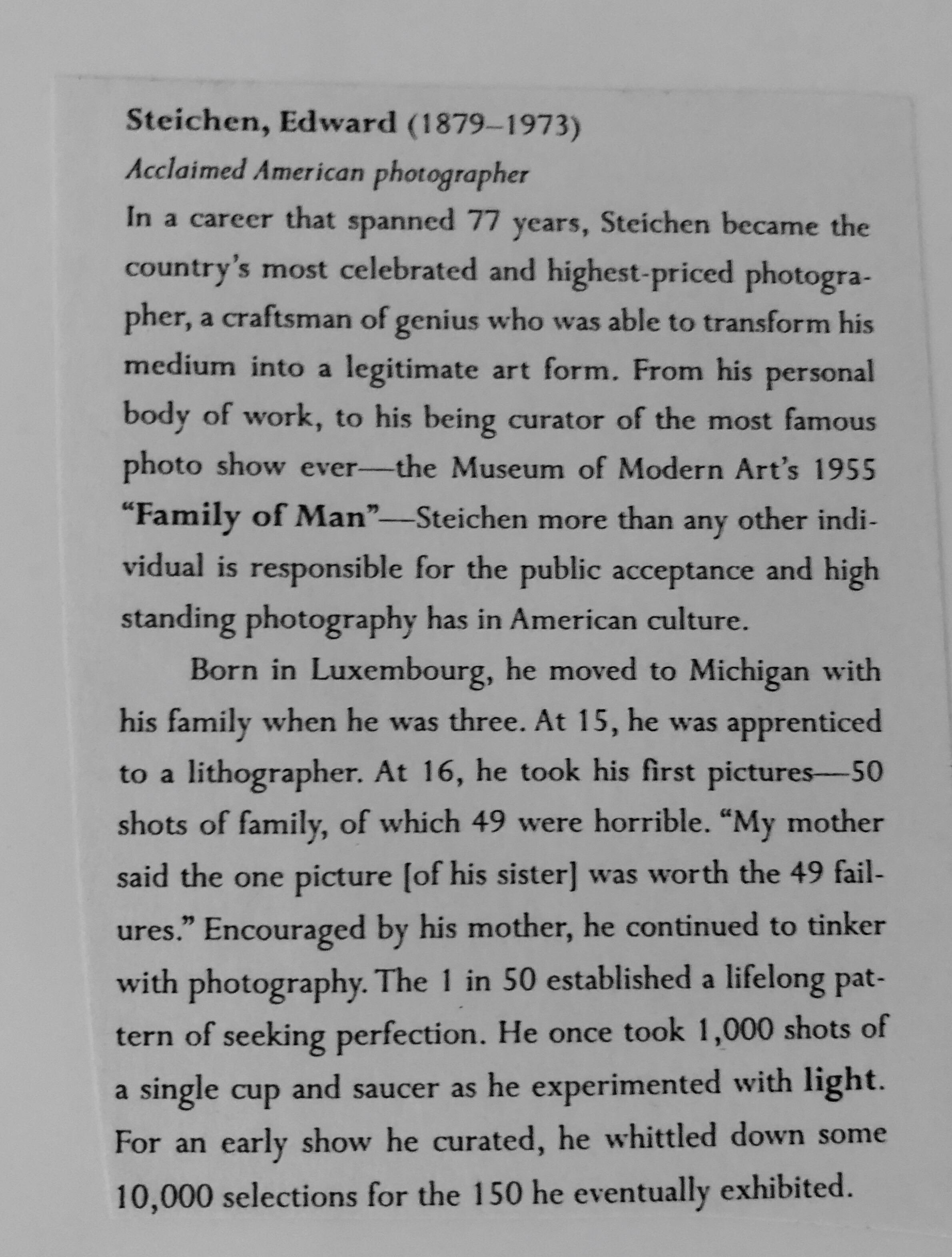 Photographie vintage en gélatine d'argent signée Edward Steichen, photo du MoMA en vente 2