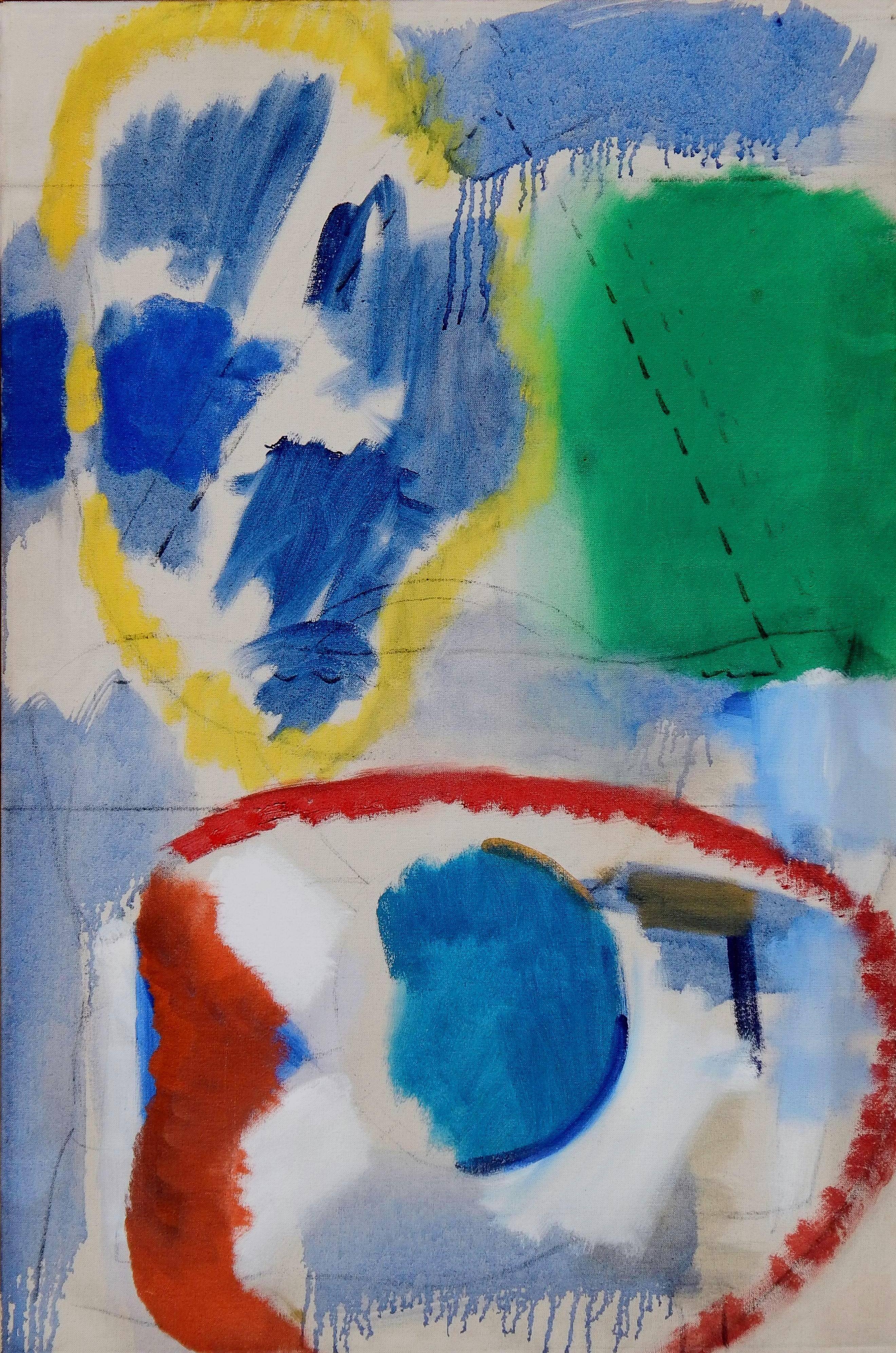 Spannendes abstraktes Ölgemälde von Fred Mitchell (1923-2013)
Von einem Sammler beim Künstler erworben.
Verso signiert 