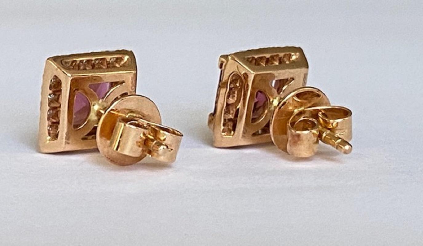 Brilliant Cut Fred Moes, 18 Kt. Pink Gold Earrings with Tourmalines 2.00 carat For Sale