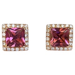 Fred Moes, 18 Kt. Pink Gold Earrings with Tourmalines 2.00 carat