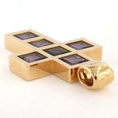 FRED MOES cross pendant with amethyst - 50.3 grams - 18k pink gold