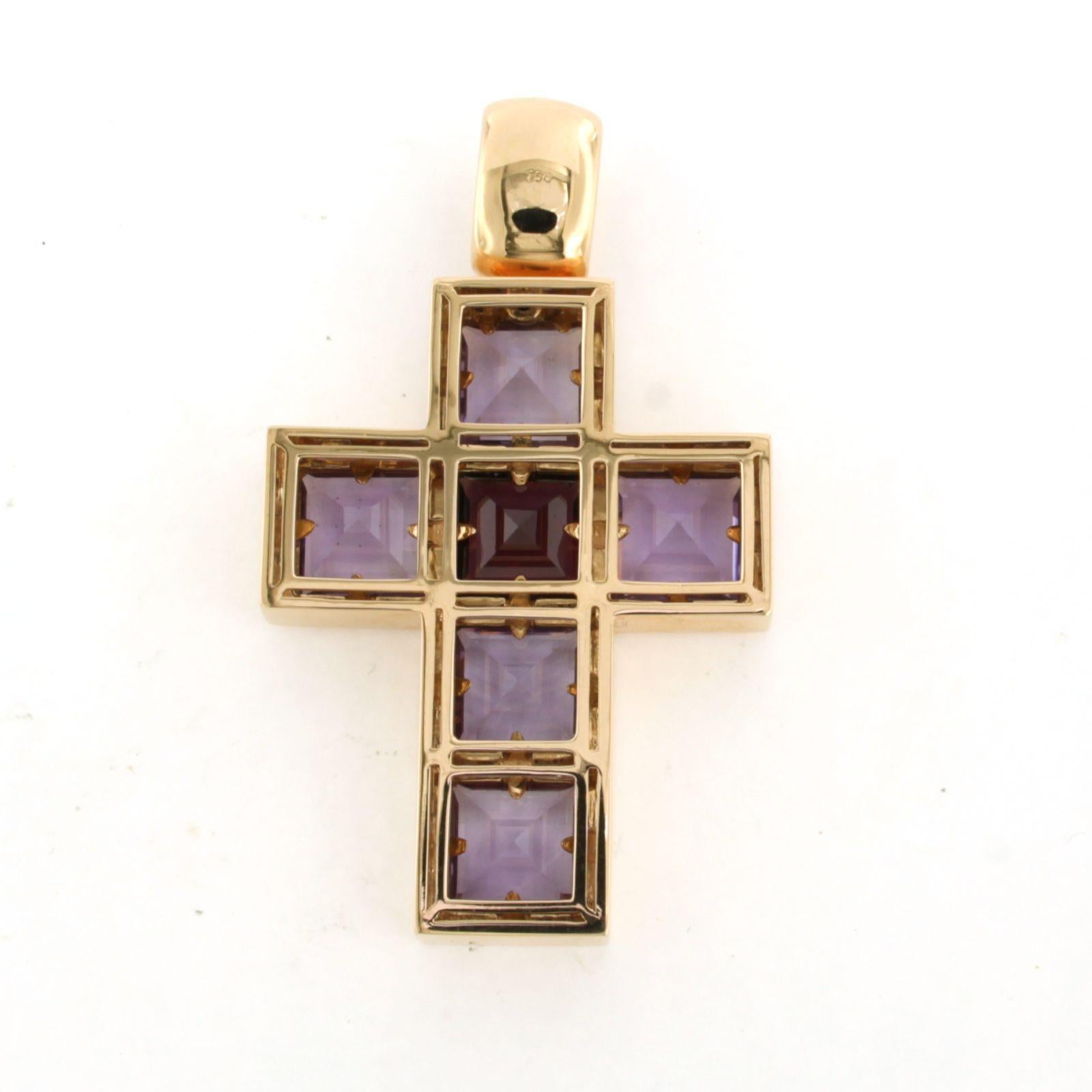 Pendentif croix FRED MOES avec améthyste - 50,3 grammes - Or rose 18k Pour femmes en vente