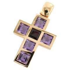 FRED MOES cross pendant with amethyst - 50.3 grams - 18k pink gold