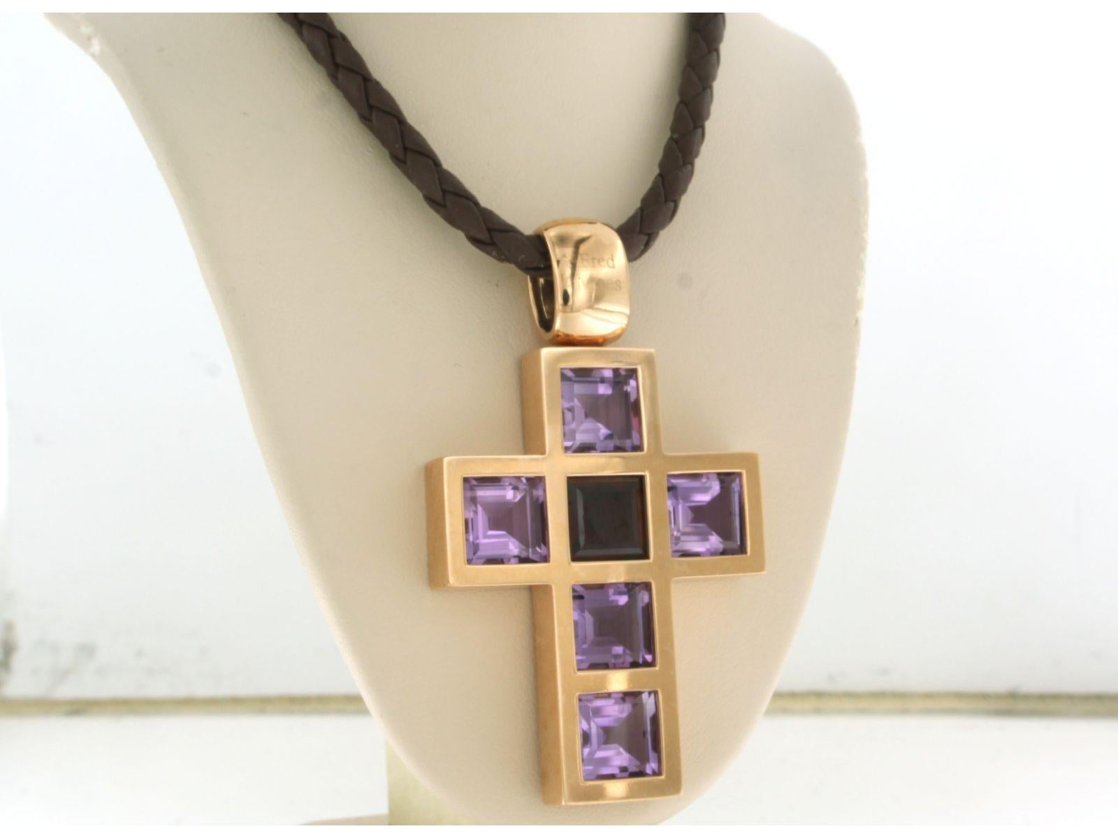 Modern FRED MOES cross pendant with amethyst 