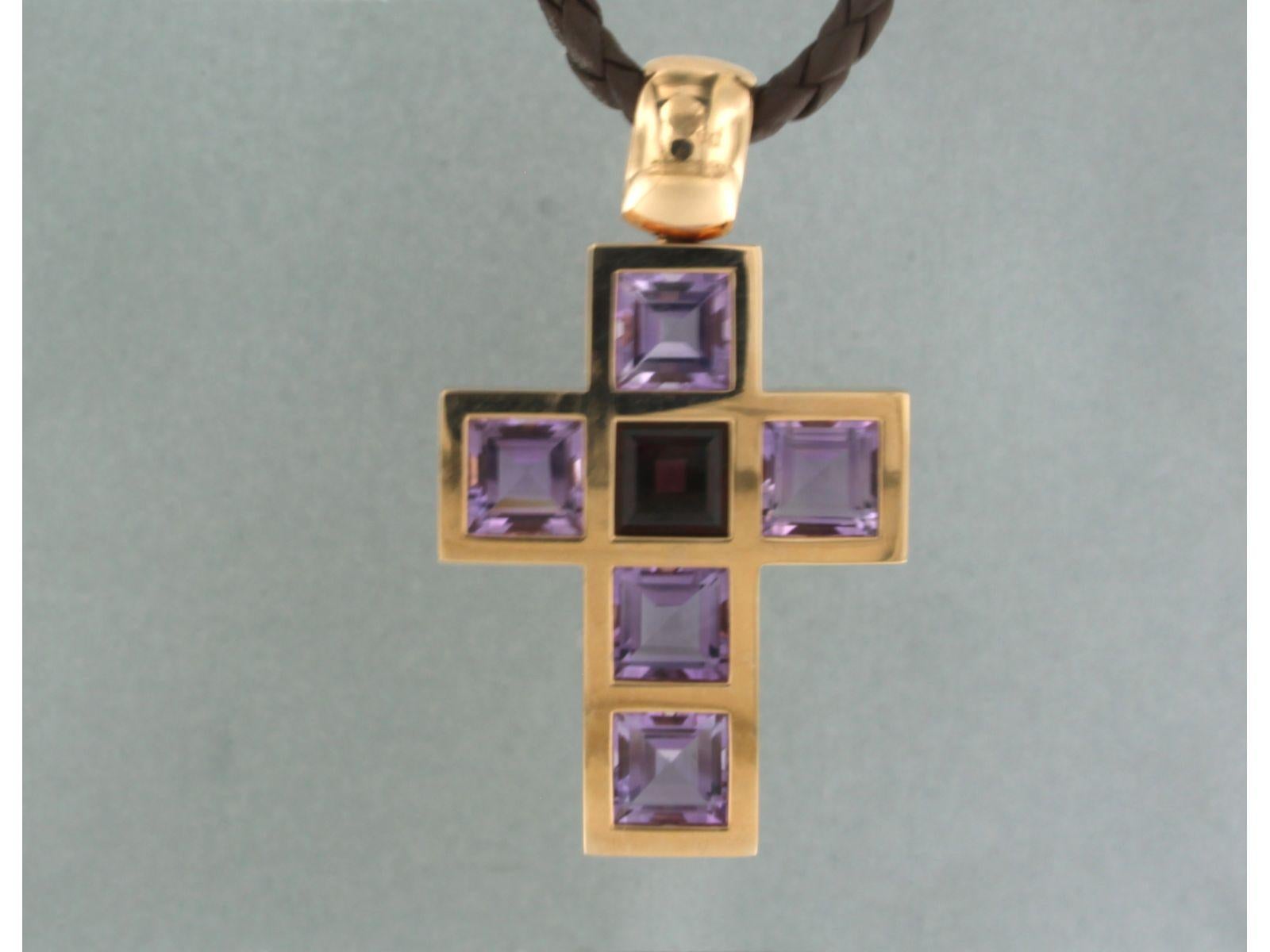 Square Cut FRED MOES cross pendant with amethyst 