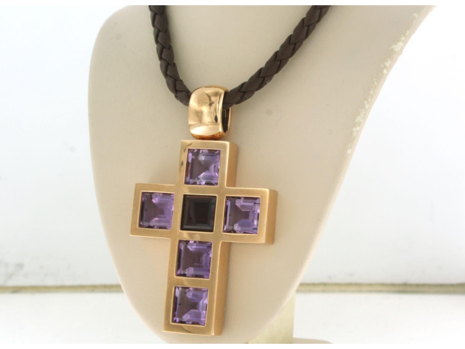 FRED MOES cross pendant with amethyst  In Excellent Condition In The Hague, ZH