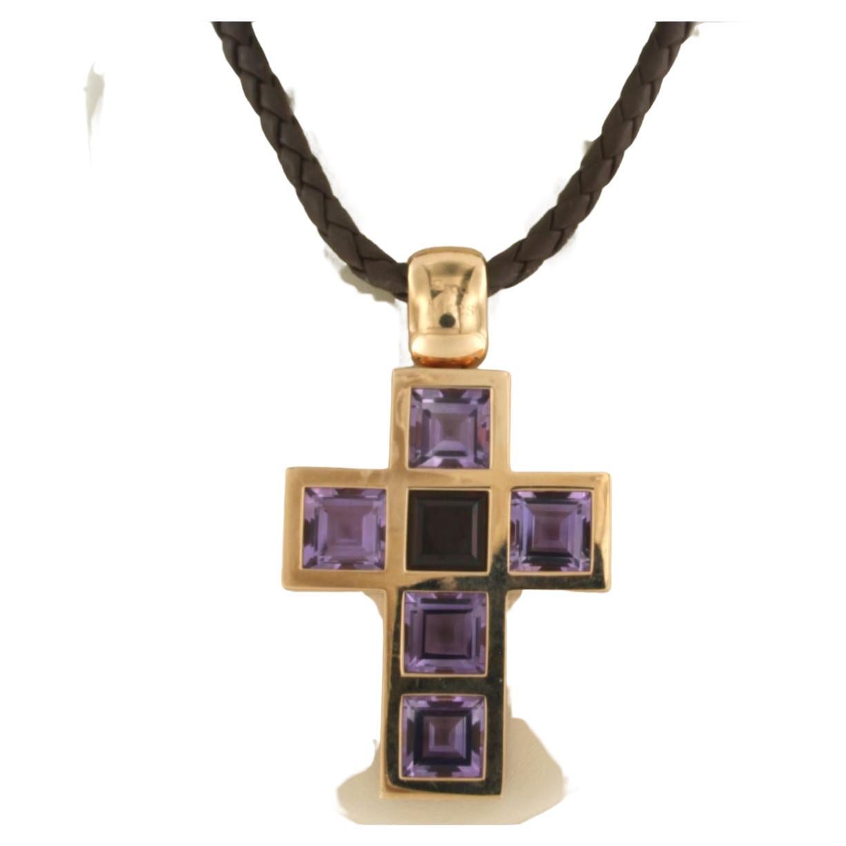 FRED MOES cross pendant with amethyst 