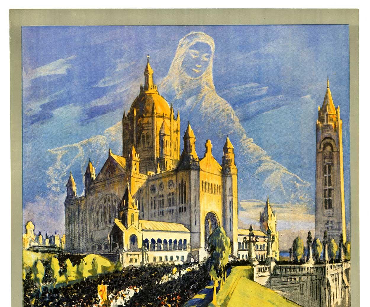 Manifesto francese d'epoca originale del Centro Mondiale del Pellegrinaggio di Lisieux - Print di Fred Money