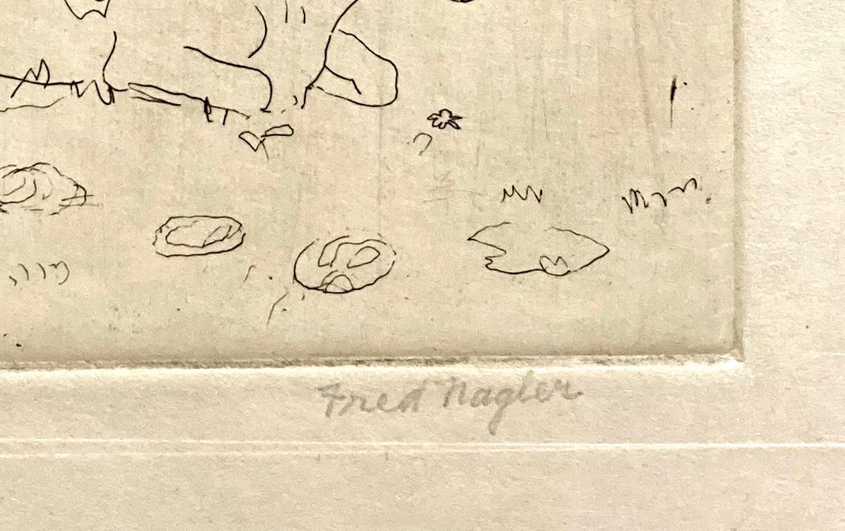 Massachusetts-born Fred Nagler studied at the Art Students League from 1914 to 1917, with George Bridgeman  and Robert Henri, and eventually became a member of the Board of Control. He taught at the Connecticut College for Women, and after the death