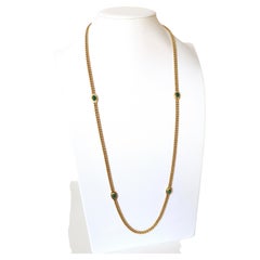 Fred Long Necklace Sautoir 18 Carat Yellow Gold and Chrysoprases