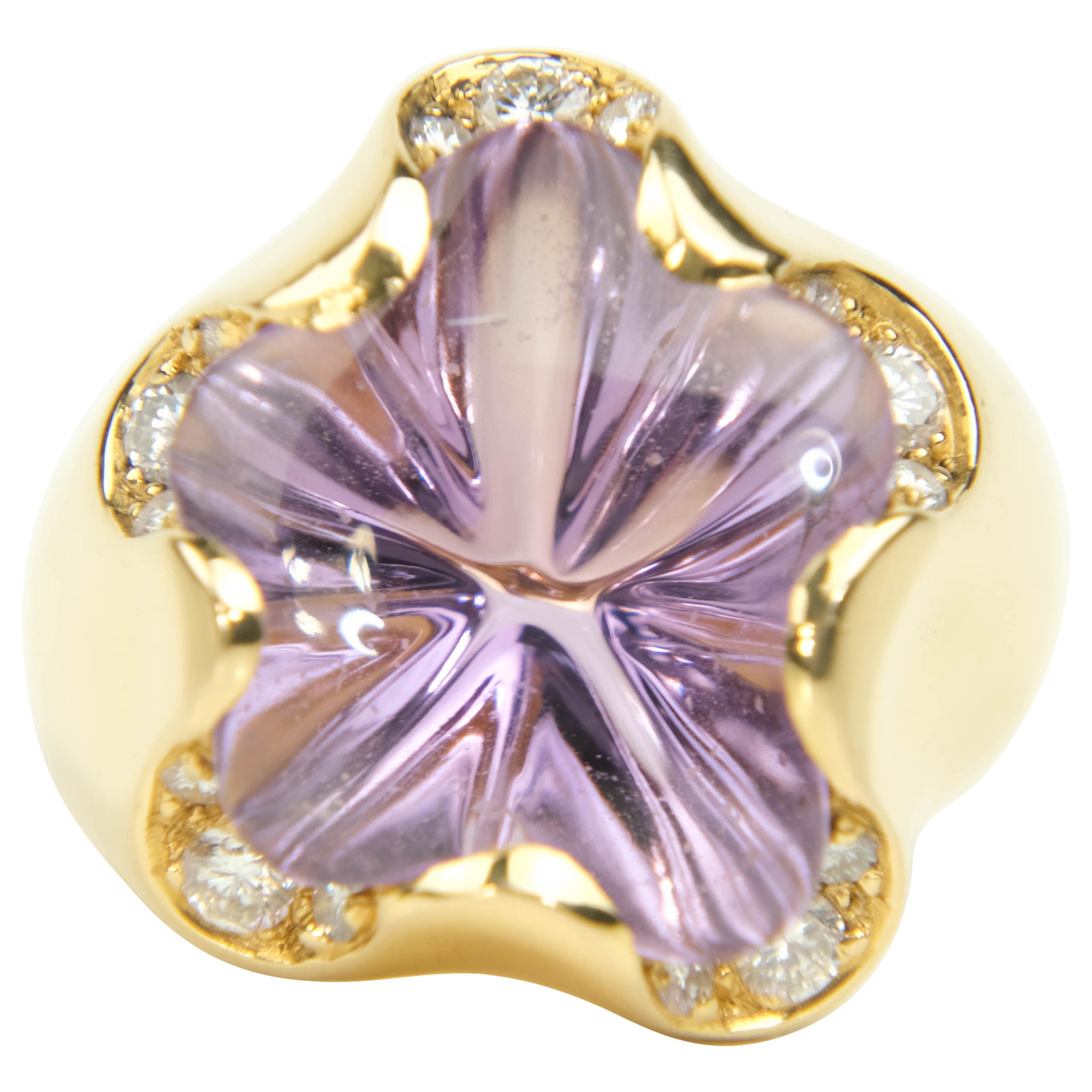 Fred of Paris 18 Karat Gold Amethyst und Diamant Ring