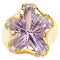 Fred of Paris 18 Karat Gold Amethyst and Diamond Ring