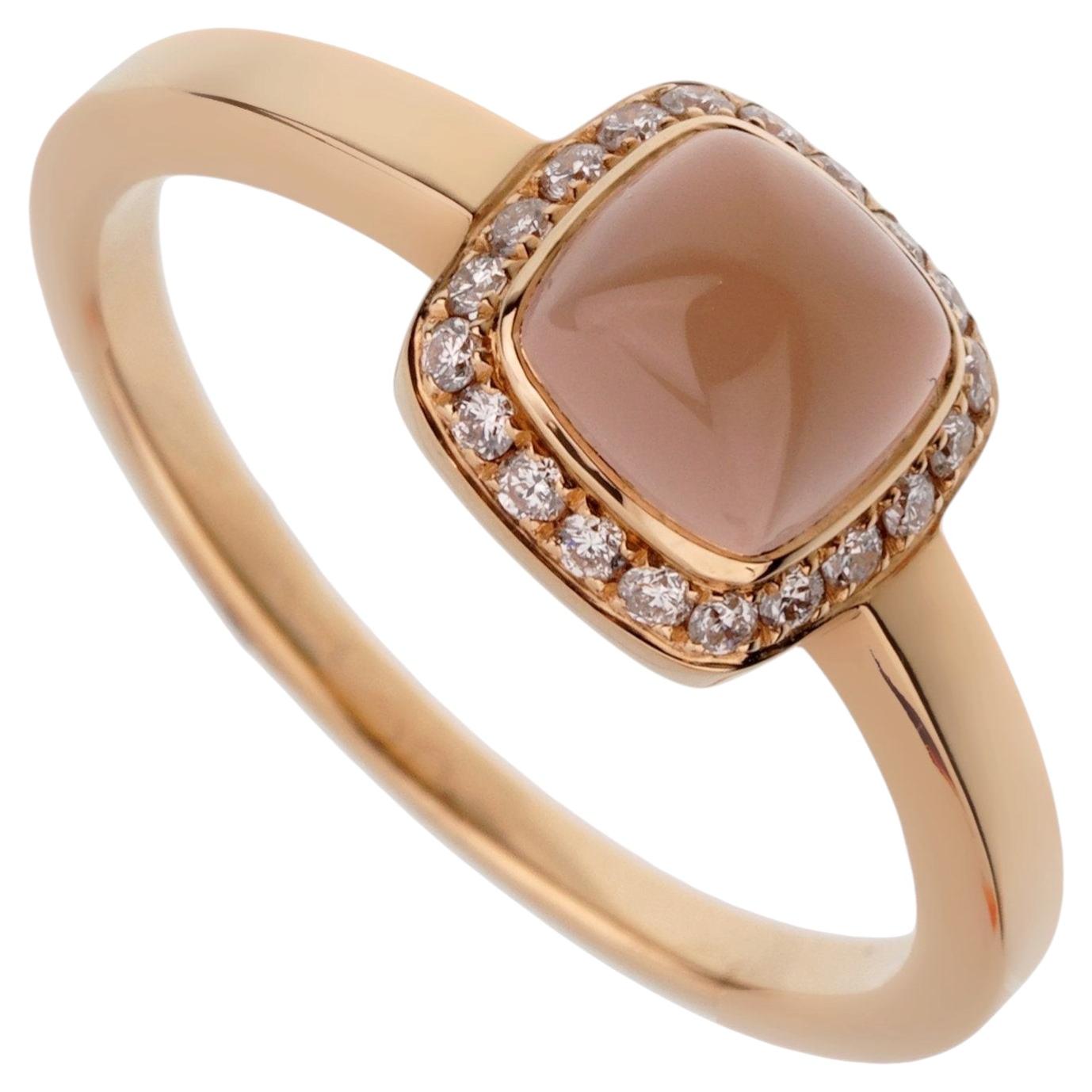 Fred of Paris 18k Sugar Cube Pink Quartz Diamond Ring Size 6 3/4