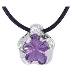 Fred of Paris 18K White Gold 0.55 Ct Diamond and Amethyst Necklace