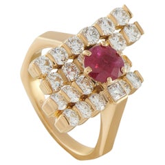 Fred of Paris 18K Yellow Gold 1.95ct Diamond and Ruby Ring FP16-031626
