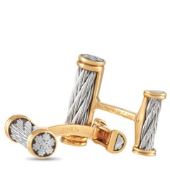 Fred of Paris 18K Yellow Gold and Stainless Steel Cufflinks