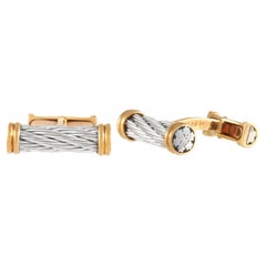 Fred of Paris 18K Yellow Gold and Stainless Steel Cufflinks