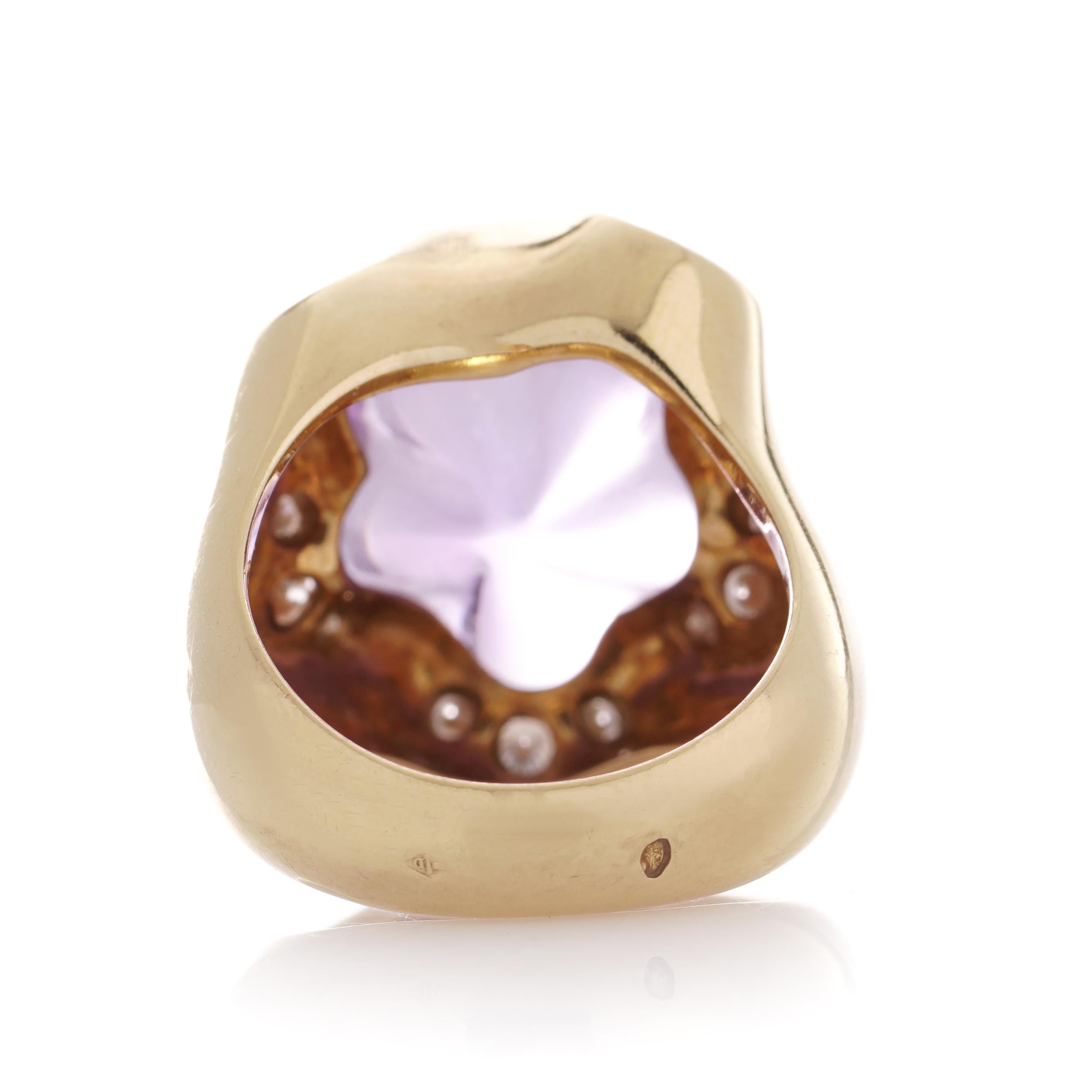 Fred of Paris 18kt. yellow gold Amethyst and diamond ring For Sale 2