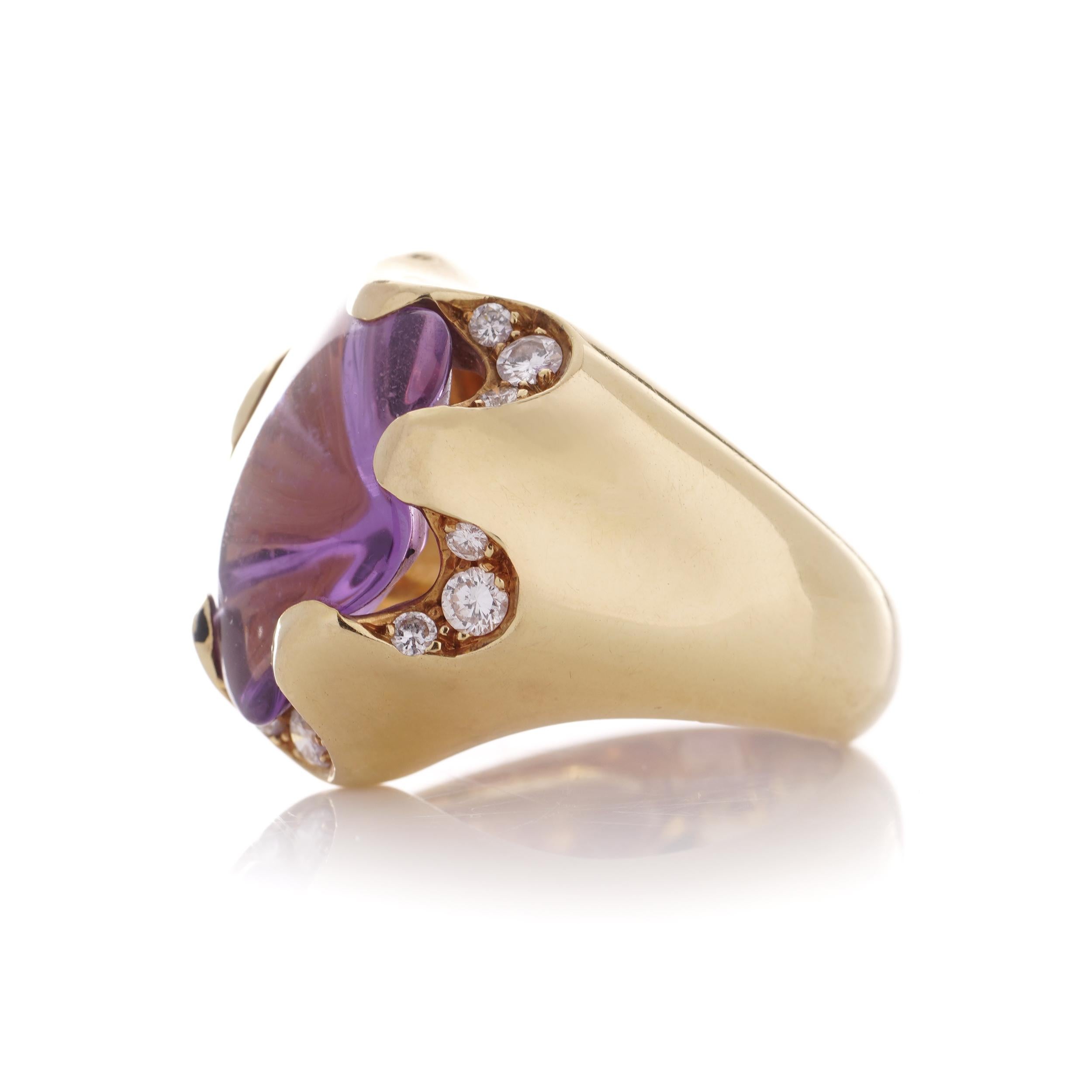 Fred of Paris 18kt. yellow gold Amethyst and diamond ring For Sale 3