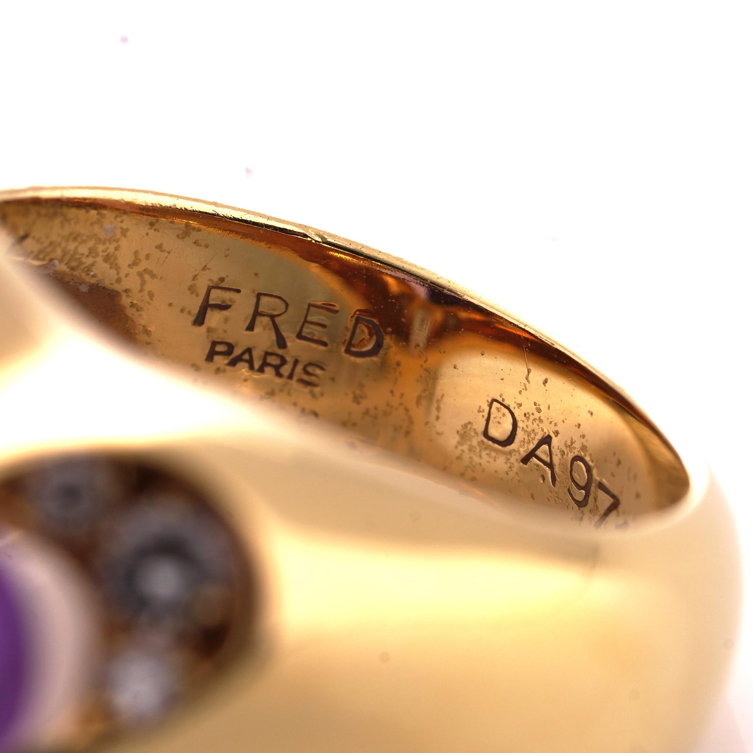 Fred of Paris 18kt. yellow gold Amethyst and diamond ring For Sale 4