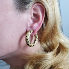 Fred of Paris 1970 Enamelled Panther Clips on Earrings in 18Kt Yellow Gold