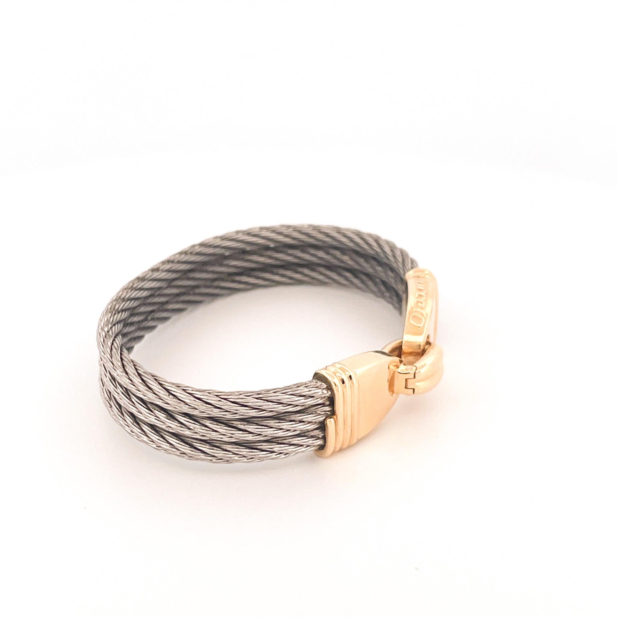 Fred of Paris 1990er Jahre Edelstahl & 18k Gelbgold Force 10 Kabel-Armreif im Angebot 7