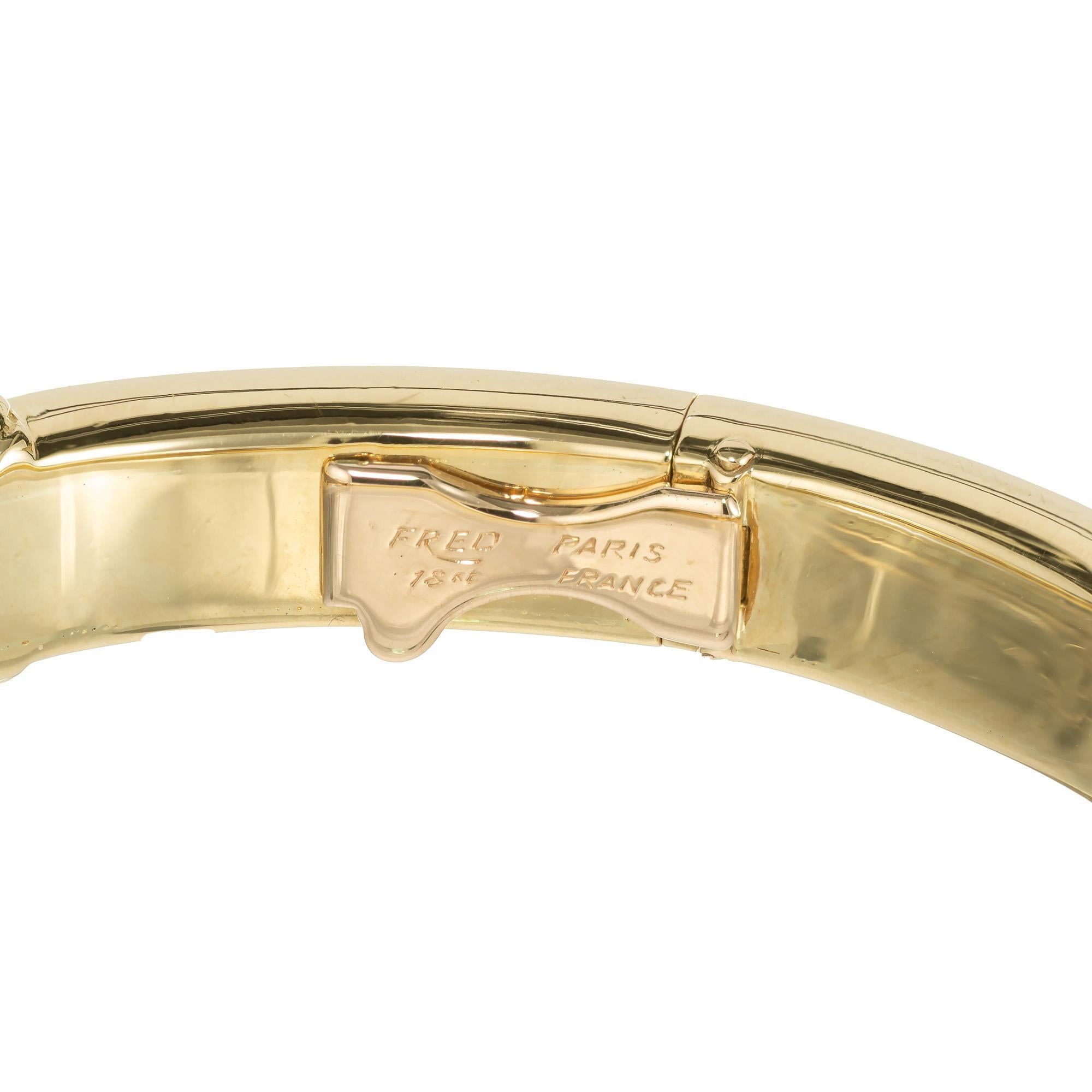 Fred of Paris 2.28 Carat Diamond Two Tone Gold Bangle Bracelet For Sale 2