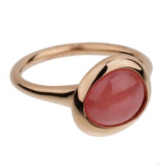 Fred of Paris 3ct Pink Quartz Cabochon 18k Rose Gold Cocktail Ring Sz 4 3/4